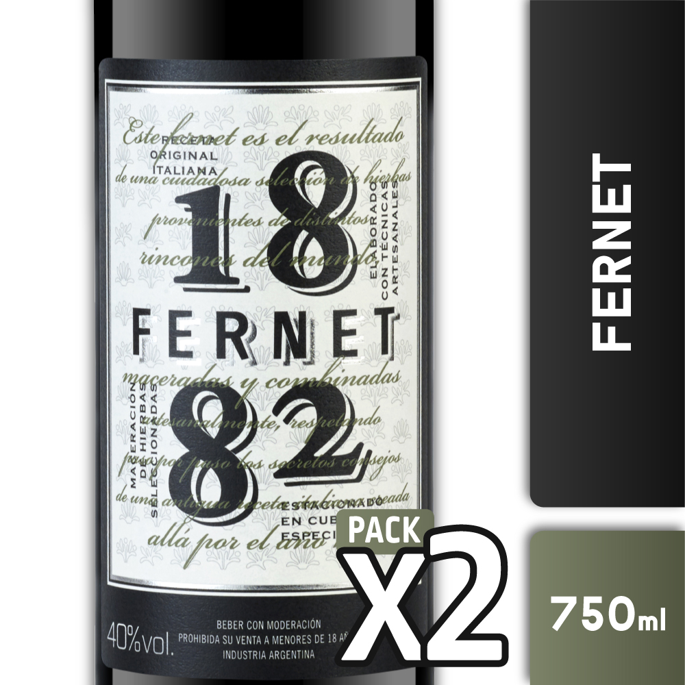 Fernet 1882 40° 750ml Pack x2