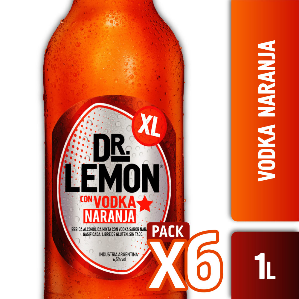 Dr. Lemon Vodka con Naranja XL 1L Pack x6