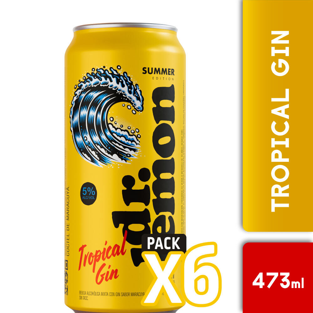 Dr Lemon Tropical Gin 473ml Pack x6